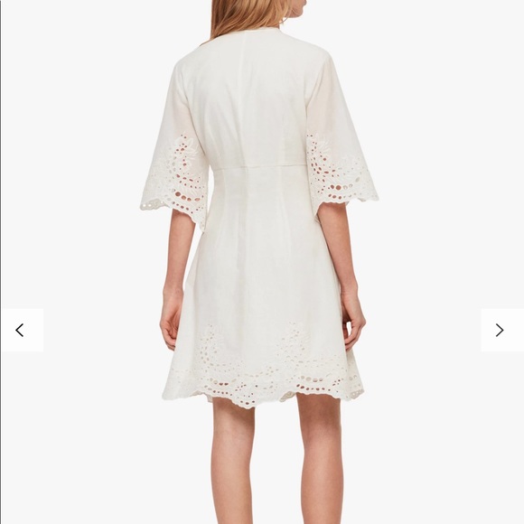 NEW • All Saints • Una Broderie Mini Lace Dress Chalk White 0 Button Fro… - Picture 2 of 6
